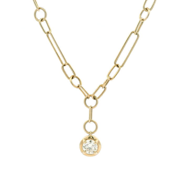 Solitaire Button Back Drop Necklace