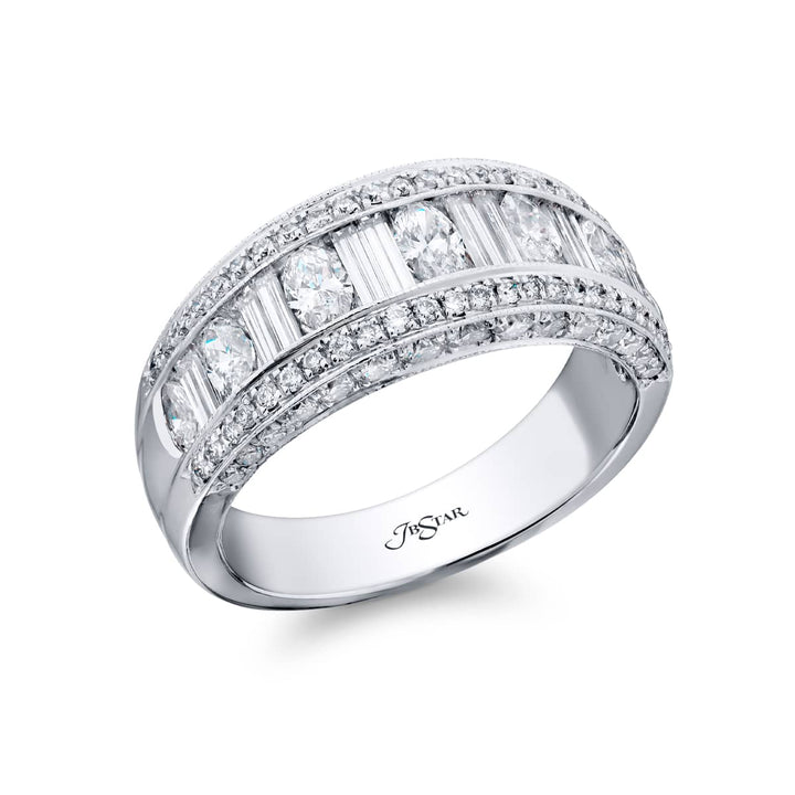 Platinum Marquise and Straight Baguette Diamond Channel Set Band
