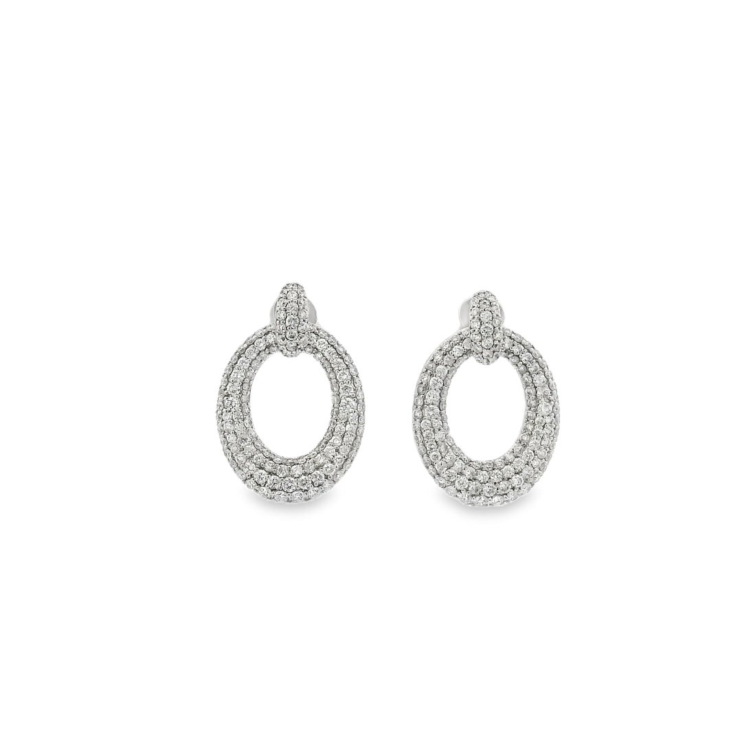 Diamond Encrusted Oval Earrings