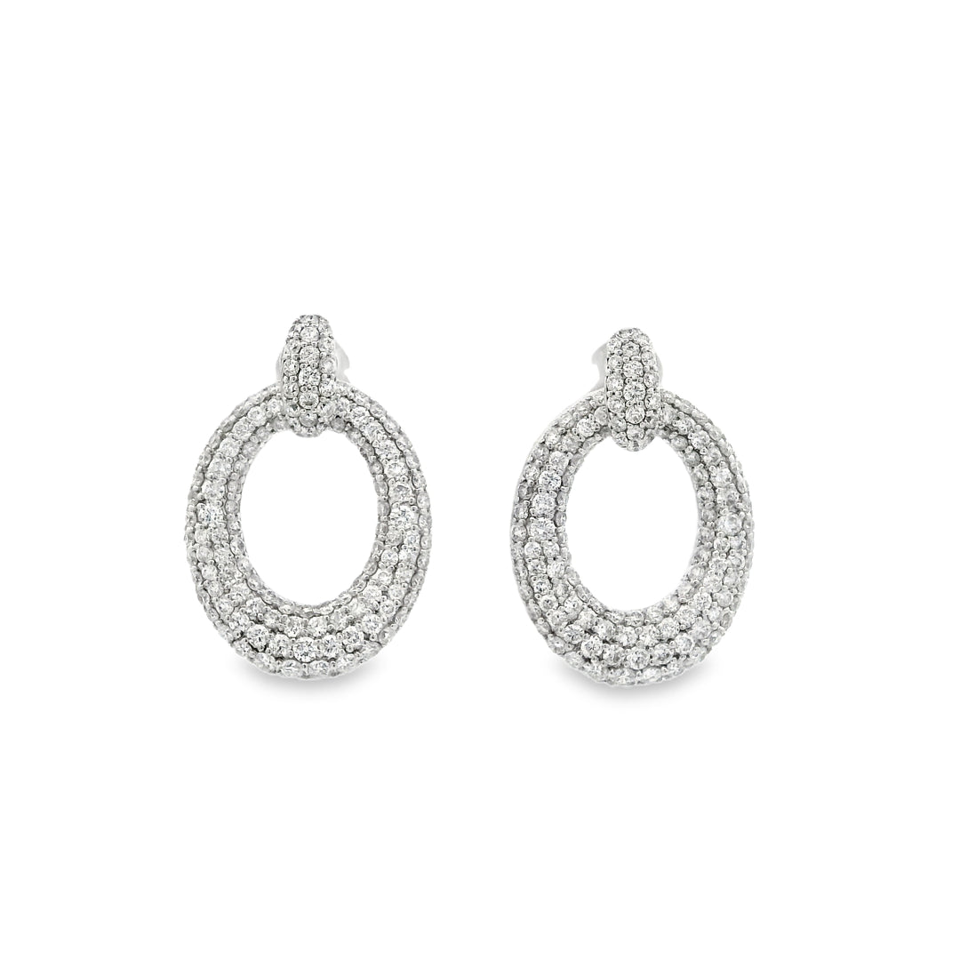 Diamond Encrusted Oval Earrings