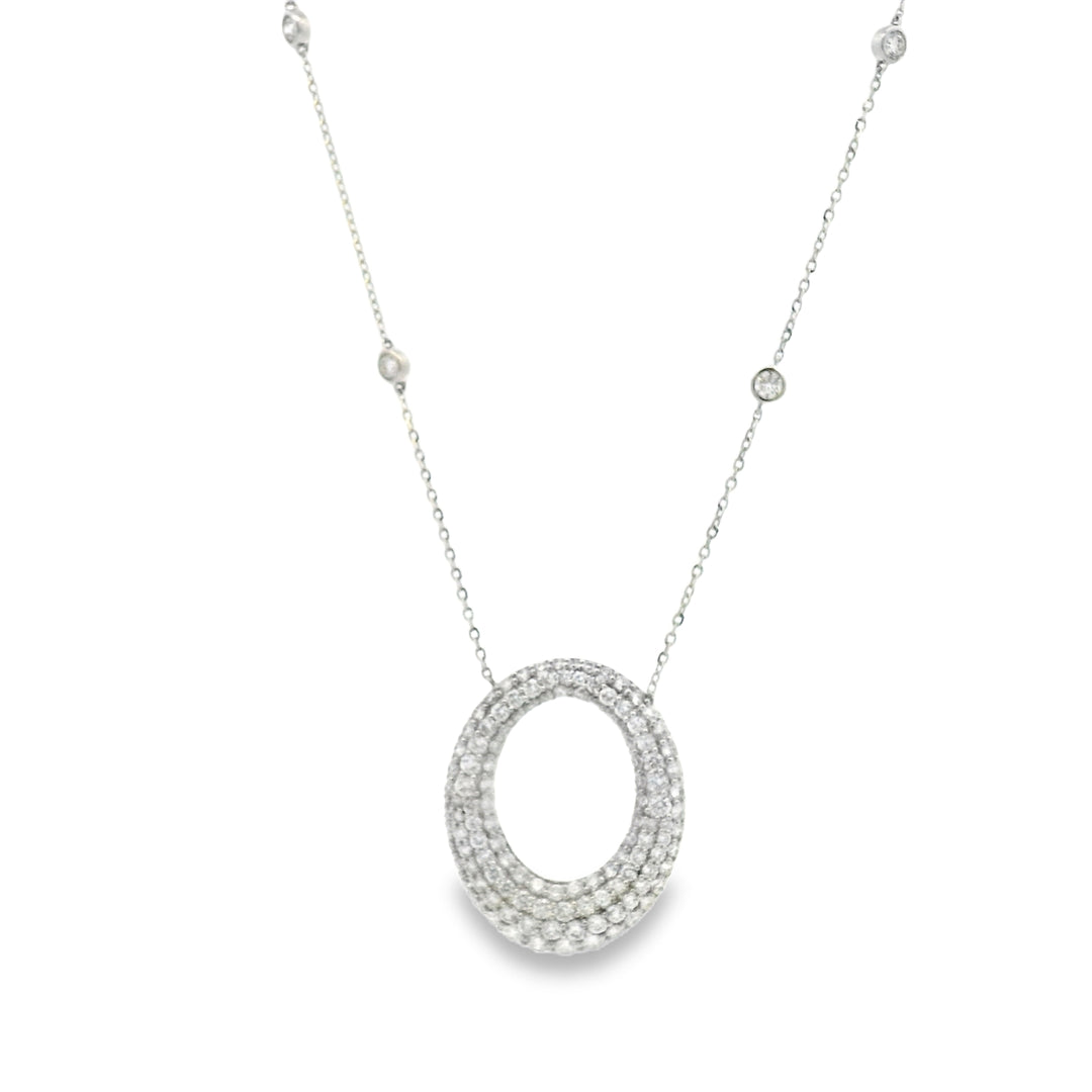 Diamond Encrusted Oval Necklace