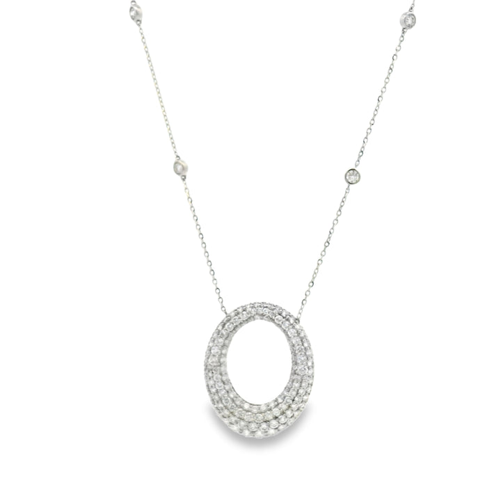 Diamond Encrusted Oval Necklace