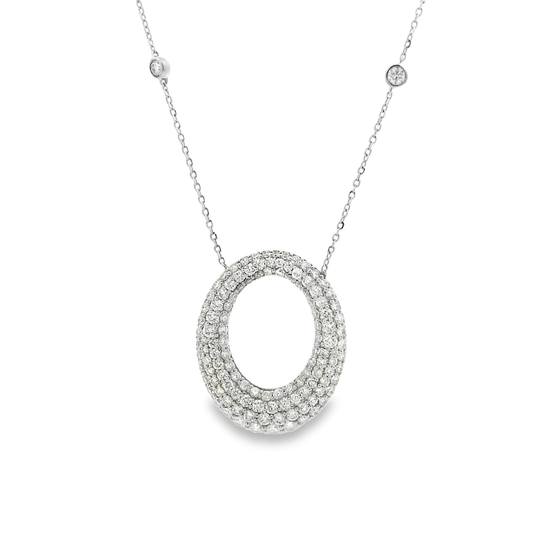 Diamond Encrusted Oval Necklace