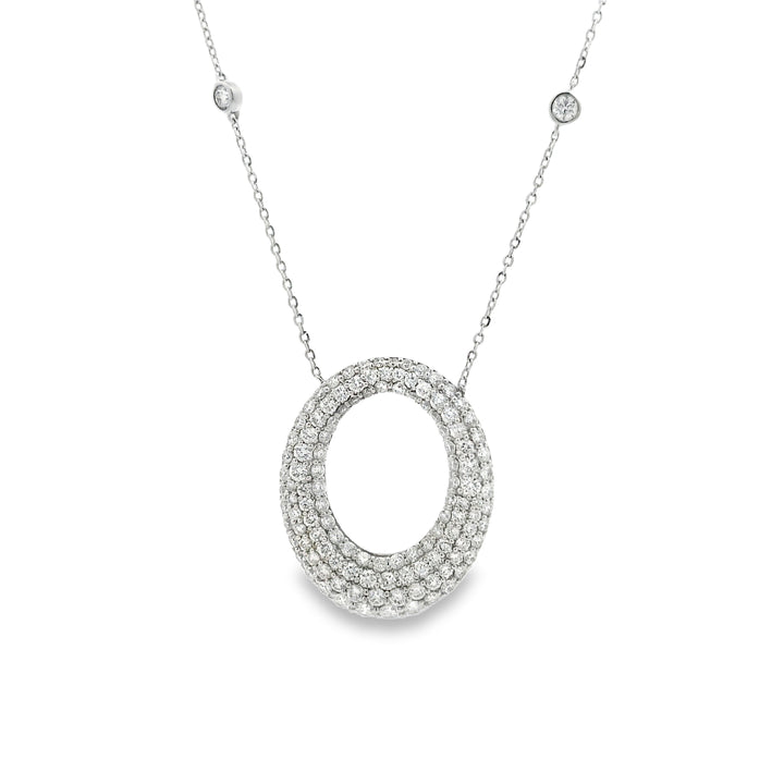 Diamond Encrusted Oval Necklace