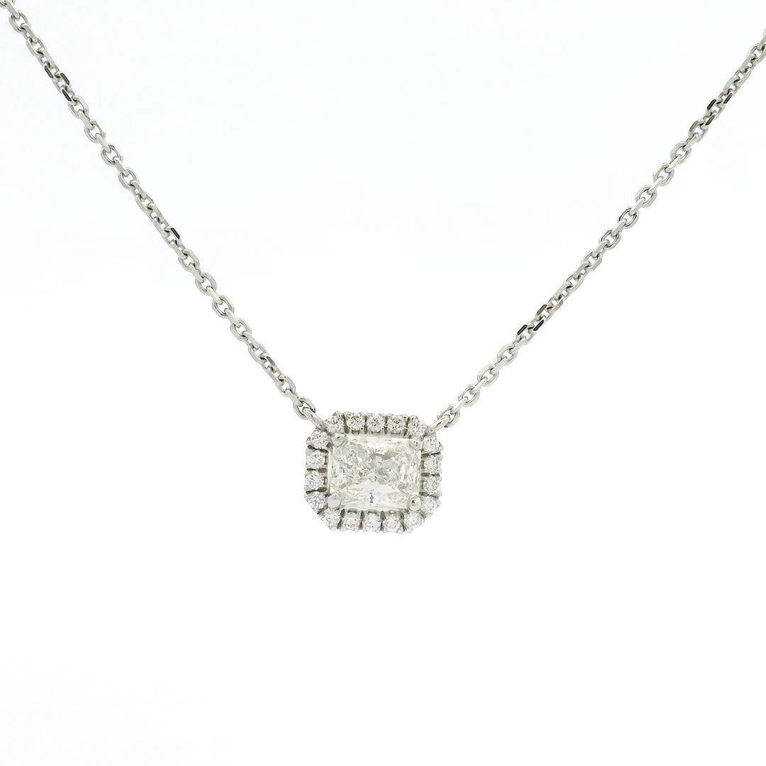Radiant Halo Diamond Necklace