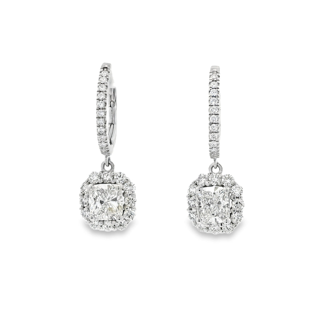 Cushion Halo Dangle Earrings
