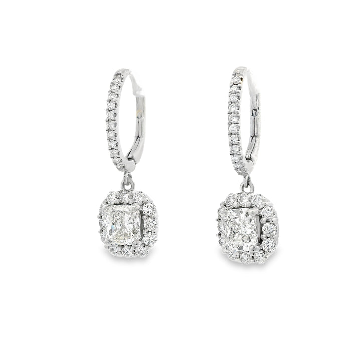 Cushion Halo Dangle Earrings