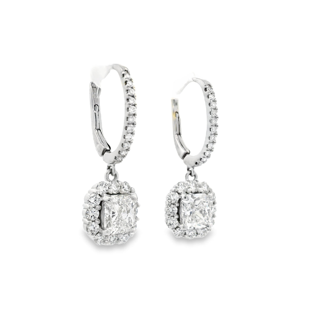 Cushion Halo Dangle Earrings
