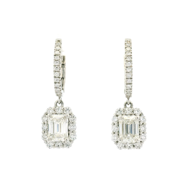 Emerald Halo Dangle Earrings
