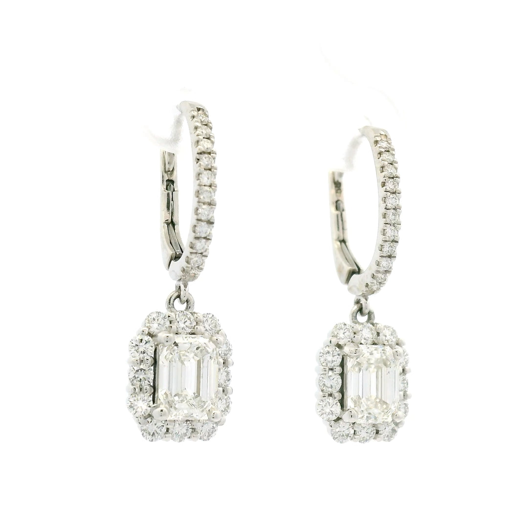 Emerald Halo Dangle Earrings