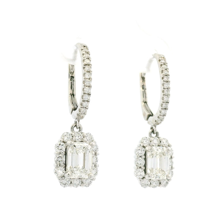 Emerald Halo Dangle Earrings