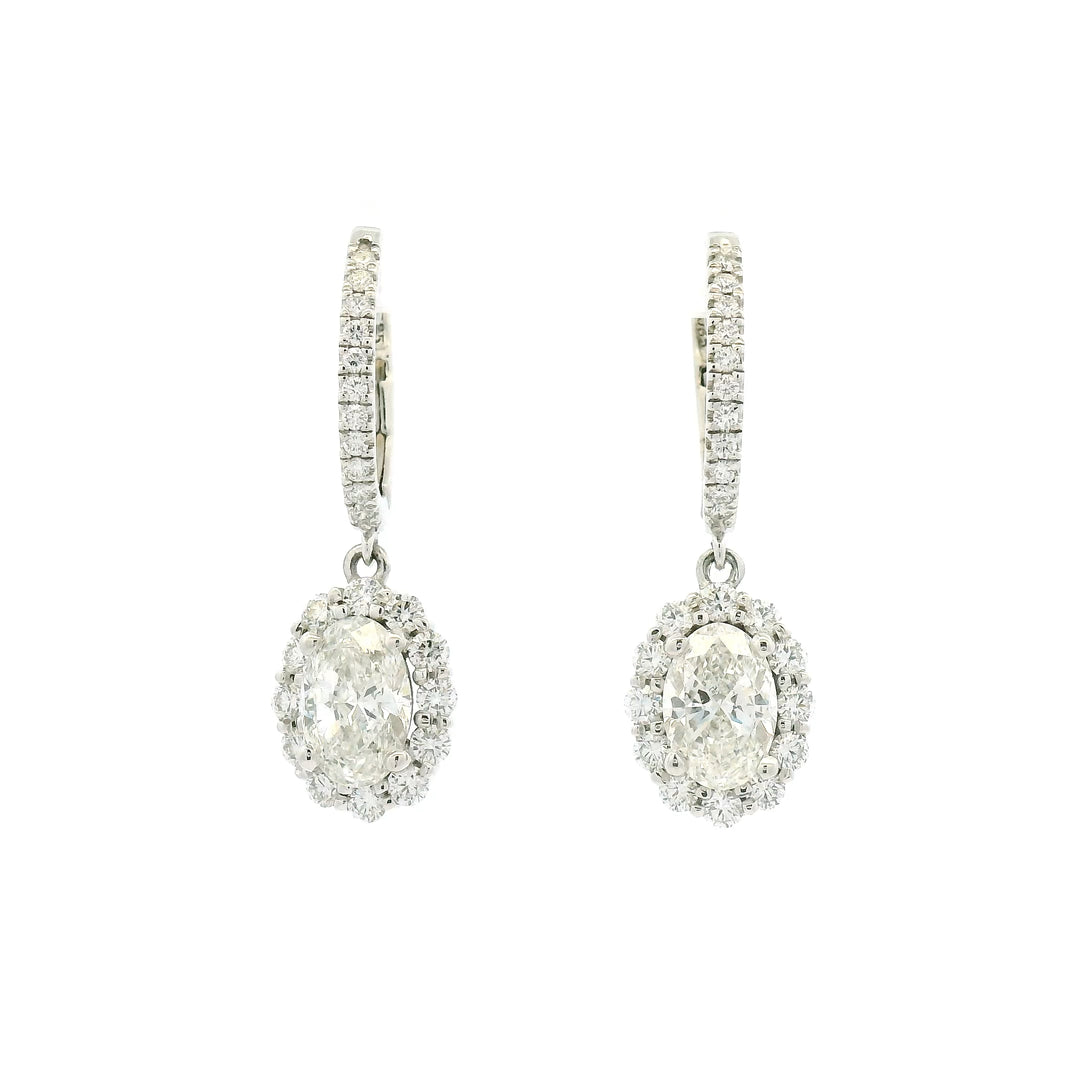 Oval Halo Dangle Earrings