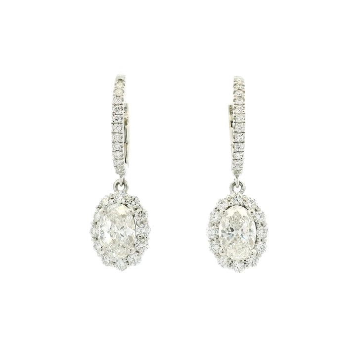 Oval Halo Dangle Earrings