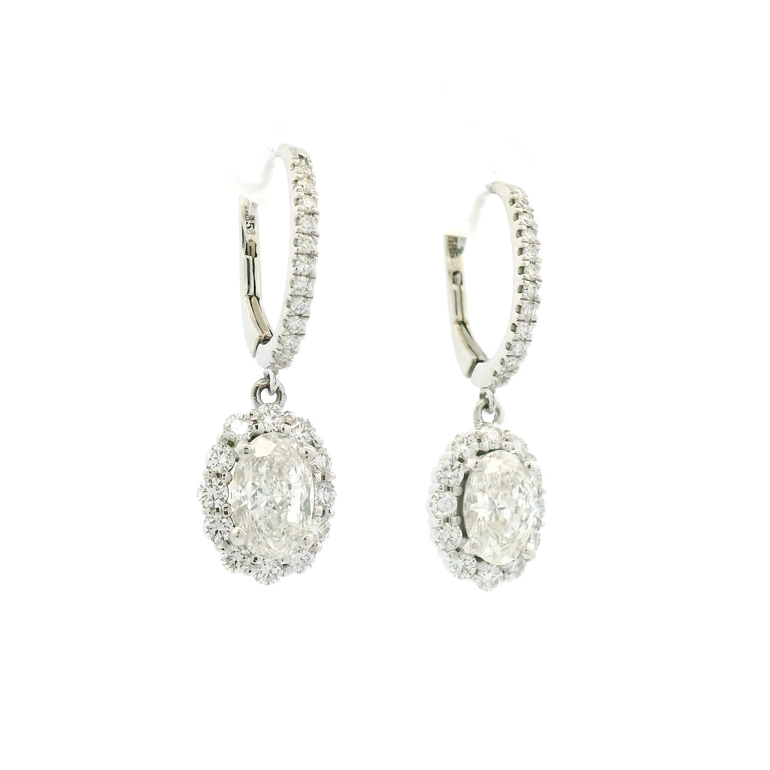 Oval Halo Dangle Earrings