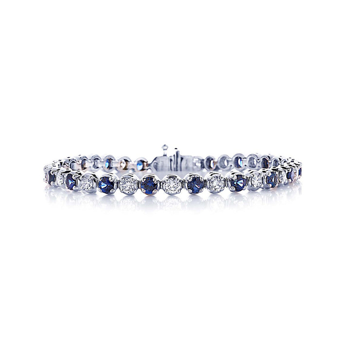 Platinum Round Sapphire and Diamond Bracelet