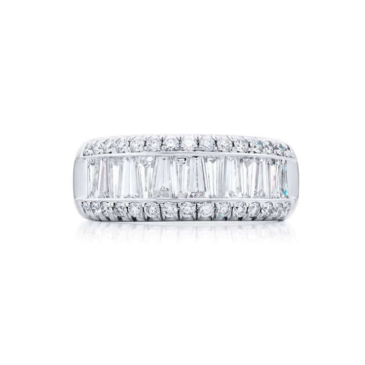 Platinum Tapered Baguette Diamond Channel Set Micro Pave Band