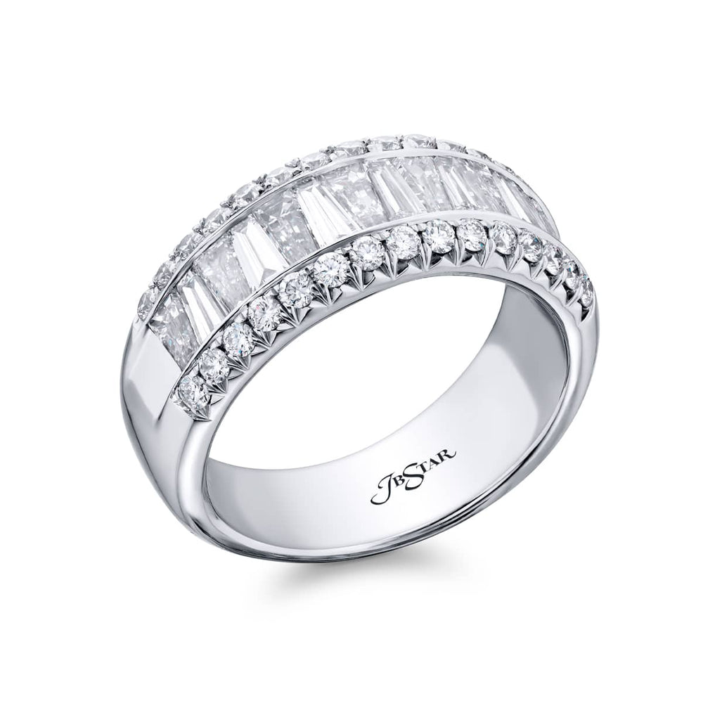 Platinum Tapered Baguette Diamond Channel Set Micro Pave Band