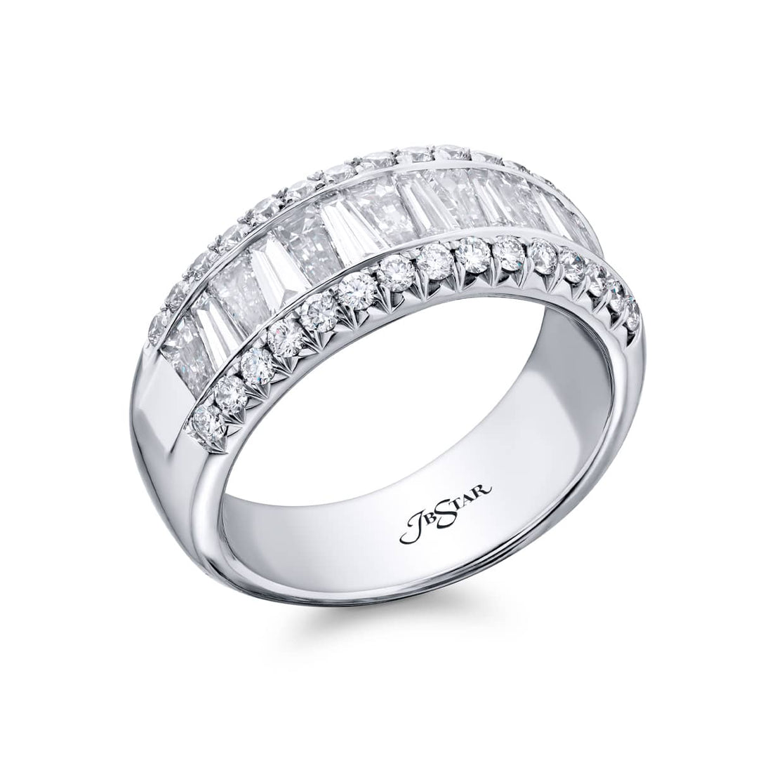 Platinum Tapered Baguette Diamond Channel Set Micro Pave Band
