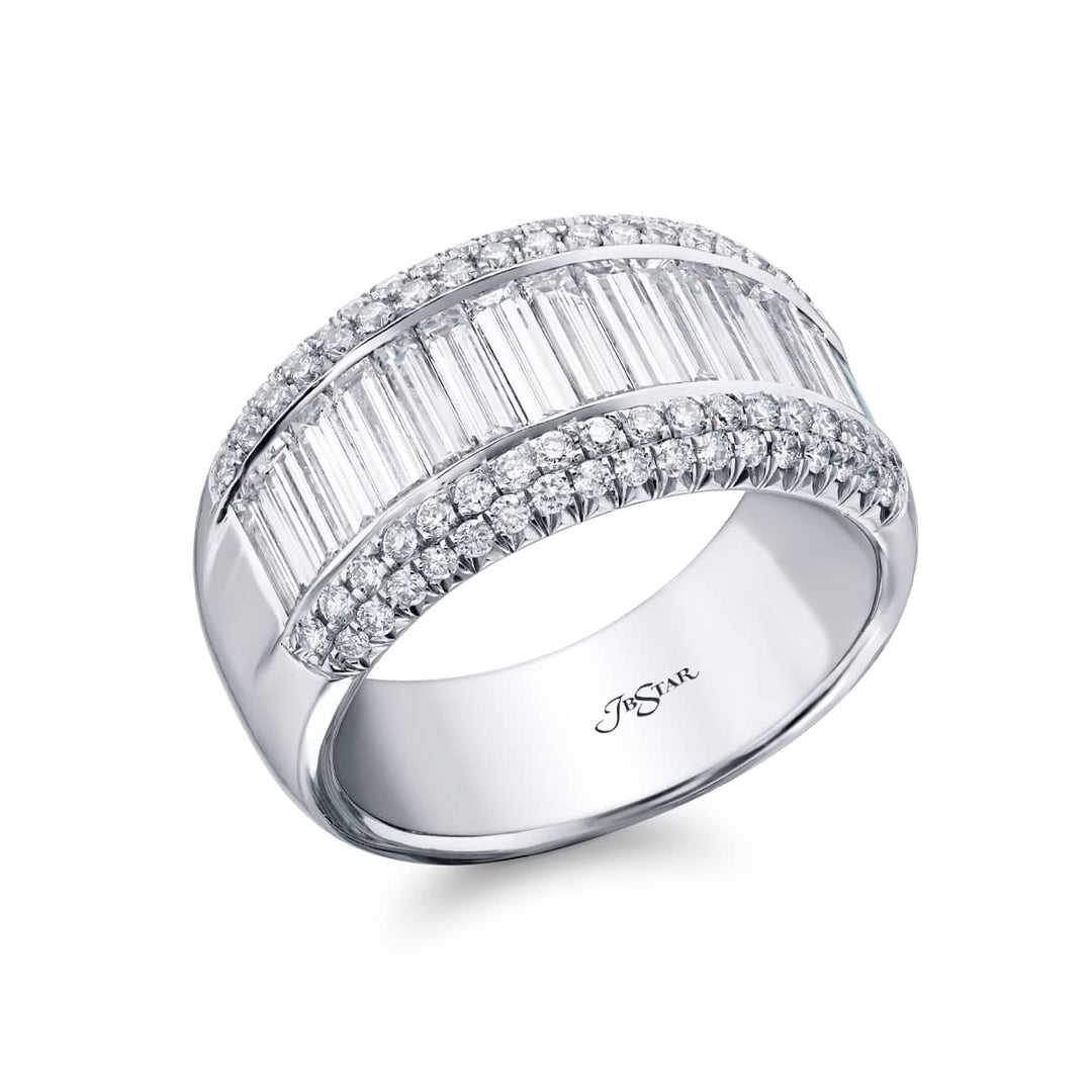 Platinum Straight Baguette Diamond Channel Set Band