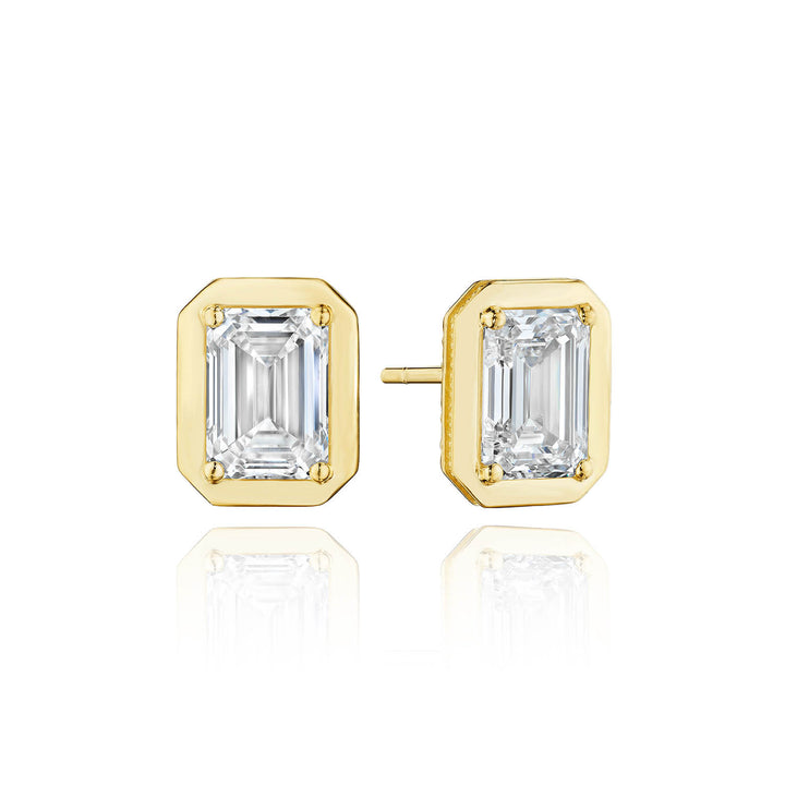 Emerald Diamond Stud Earring - 4.1ct