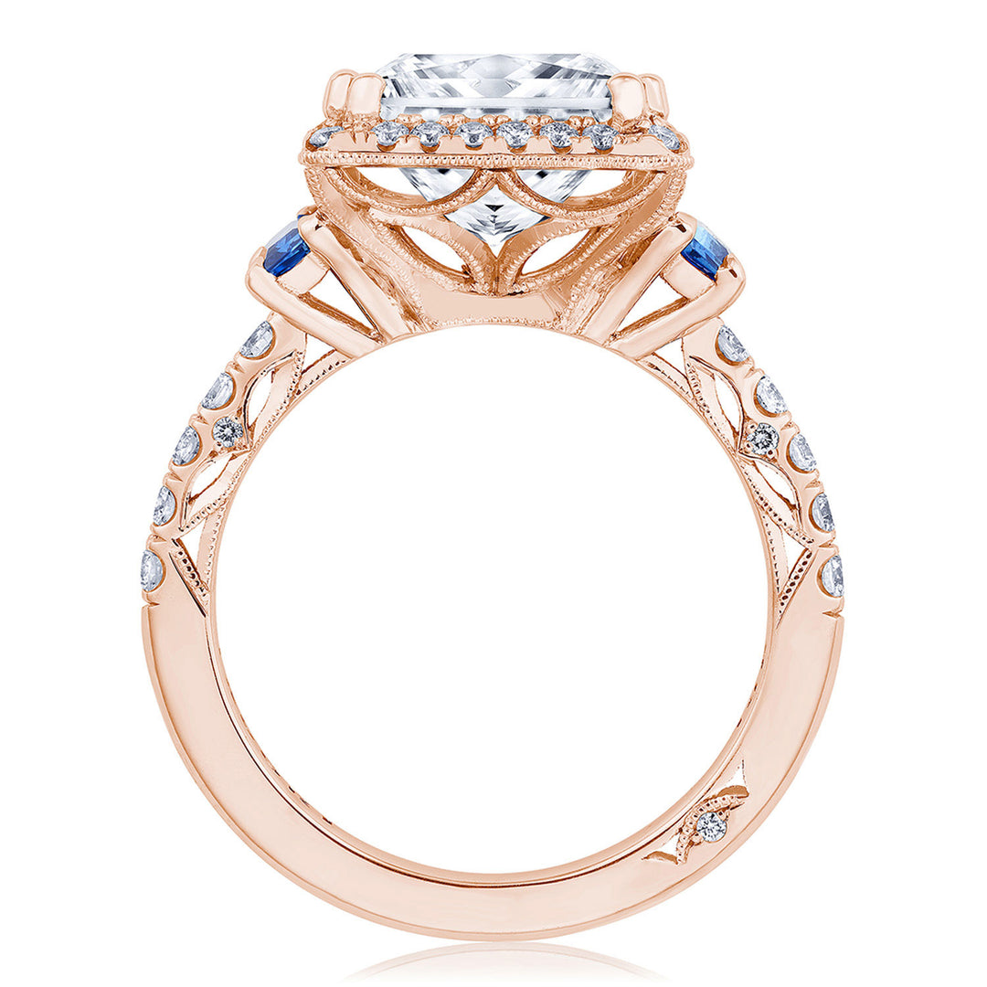 Princess 3-Stone Engagement Ring with Blue Sapphire