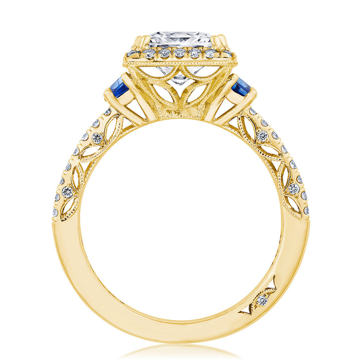 Princess 3-Stone Engagement Ring with Blue Sapphire
