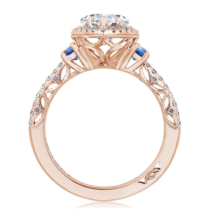 Pear 3-Stone Engagement Ring with Blue Sapphire