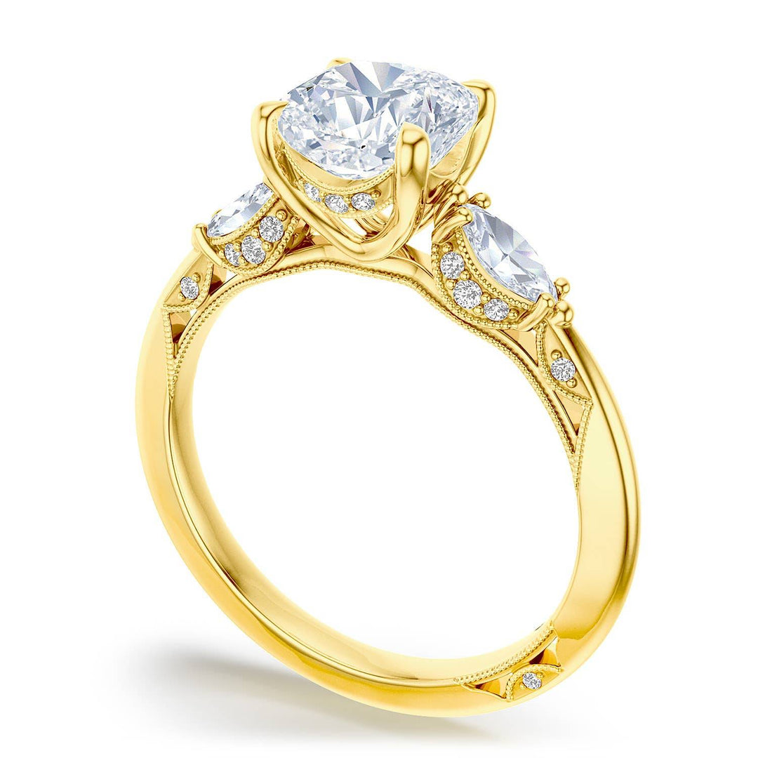 Cushion 3-Stone Engagement Ring