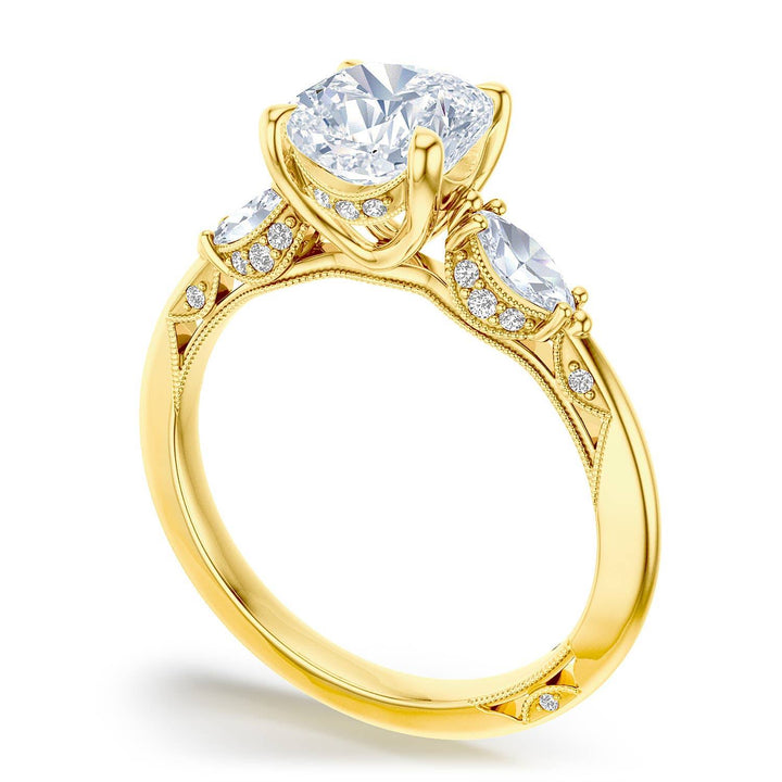 Cushion 3-Stone Engagement Ring