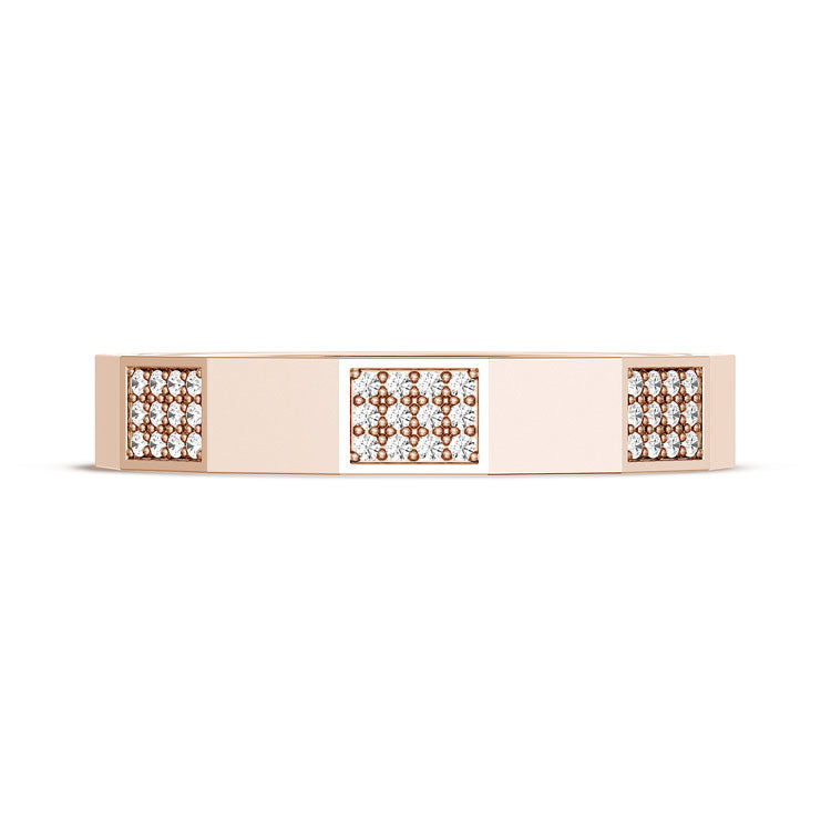 Diamond Faceted - Partial Coverage Wedding Band in High Polish  - 4mm