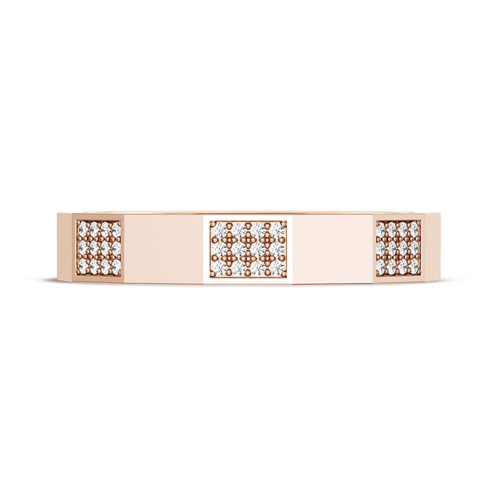 Diamond Faceted - Partial Coverage Wedding Band in High Polish  - 4mm
