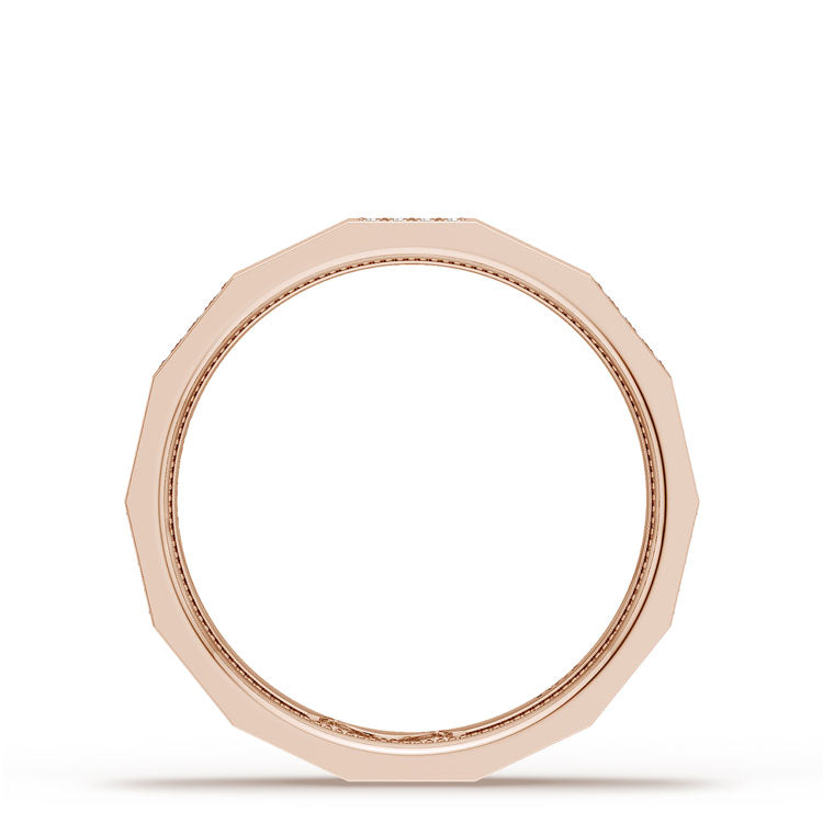 Diamond Faceted - Partial Coverage Wedding Band in High Polish  - 4mm