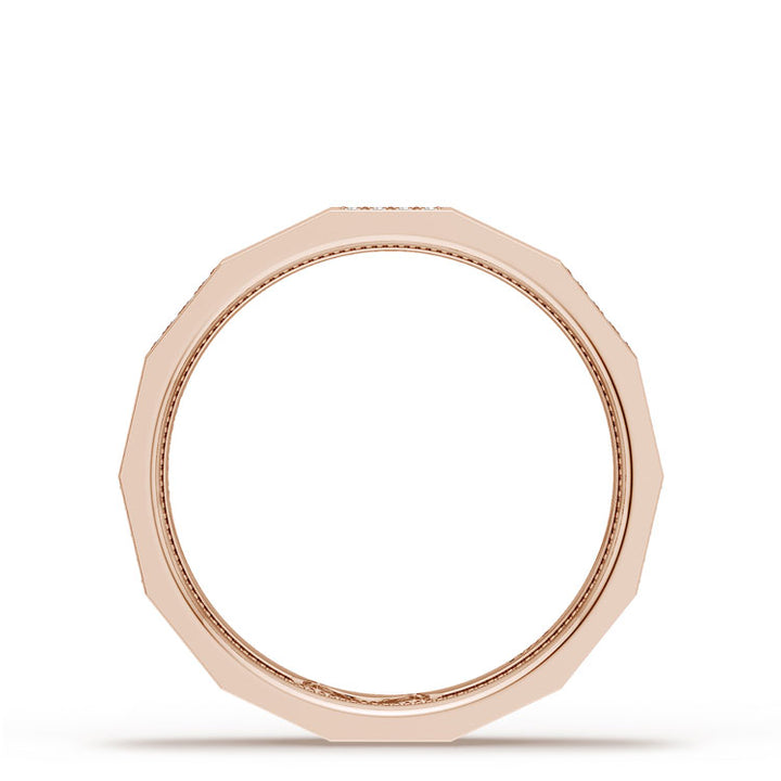 Diamond Faceted - Partial Coverage Wedding Band in High Polish  - 4mm