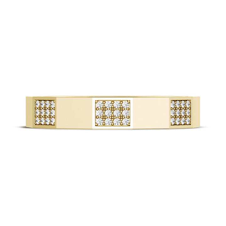 Diamond Faceted - Partial Coverage Wedding Band in High Polish  - 4mm