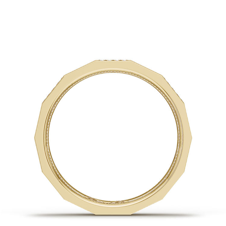 Diamond Faceted - Partial Coverage Wedding Band in High Polish  - 4mm