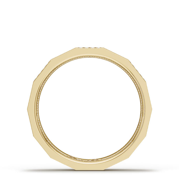 Diamond Faceted - Partial Coverage Wedding Band in High Polish  - 4mm