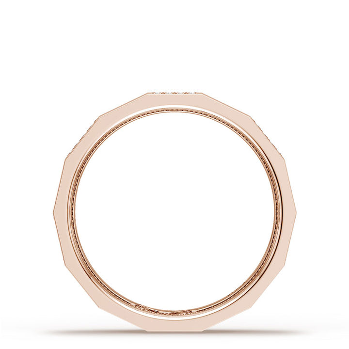 Diamond Faceted - Partial Coverage Wedding Band in Satin Finish  - 4mm