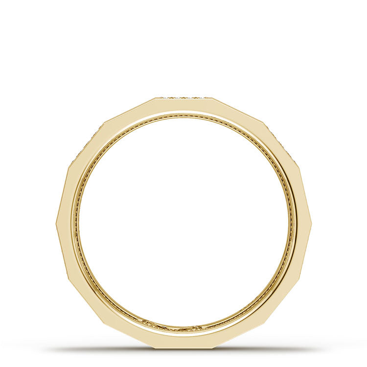 Diamond Faceted - Partial Coverage Wedding Band in Satin Finish  - 4mm