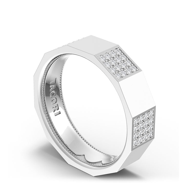 Diamond Faceted - Partial Coverage Wedding Band in High Polish  - 6mm