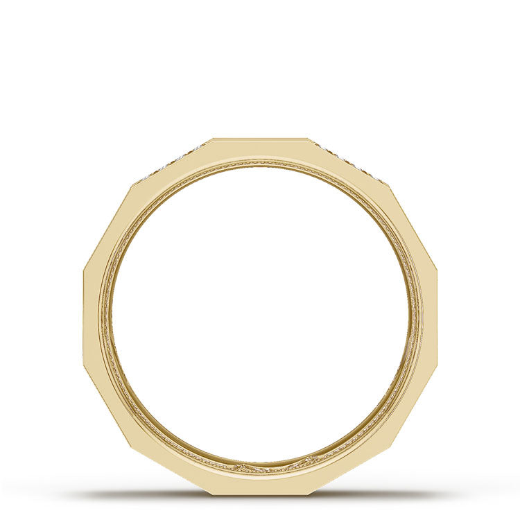 Diamond Faceted - Partial Coverage Wedding Band in High Polish  - 6mm