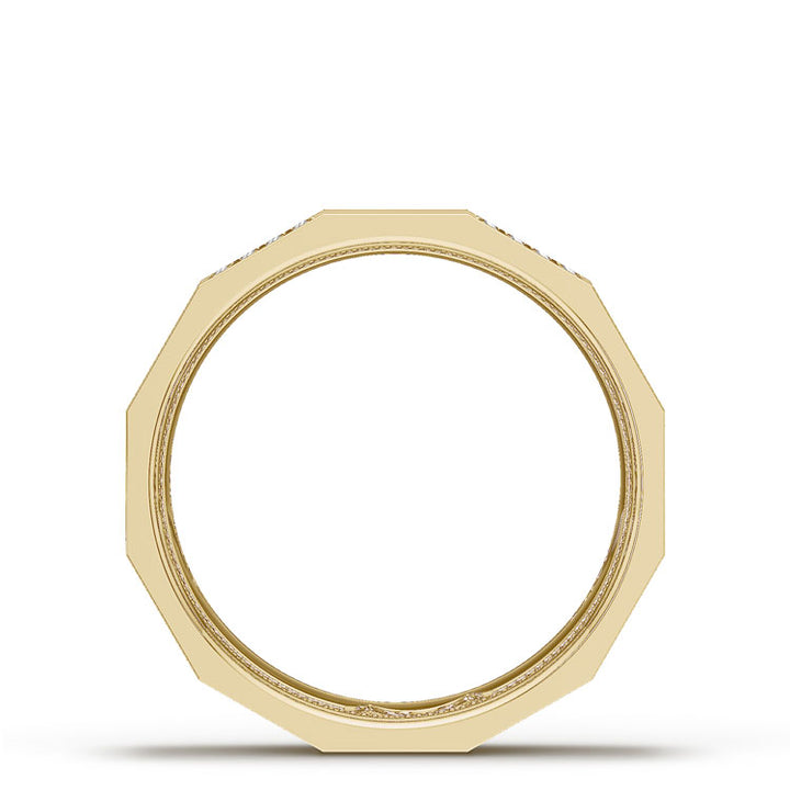 Diamond Faceted - Partial Coverage Wedding Band in High Polish  - 6mm