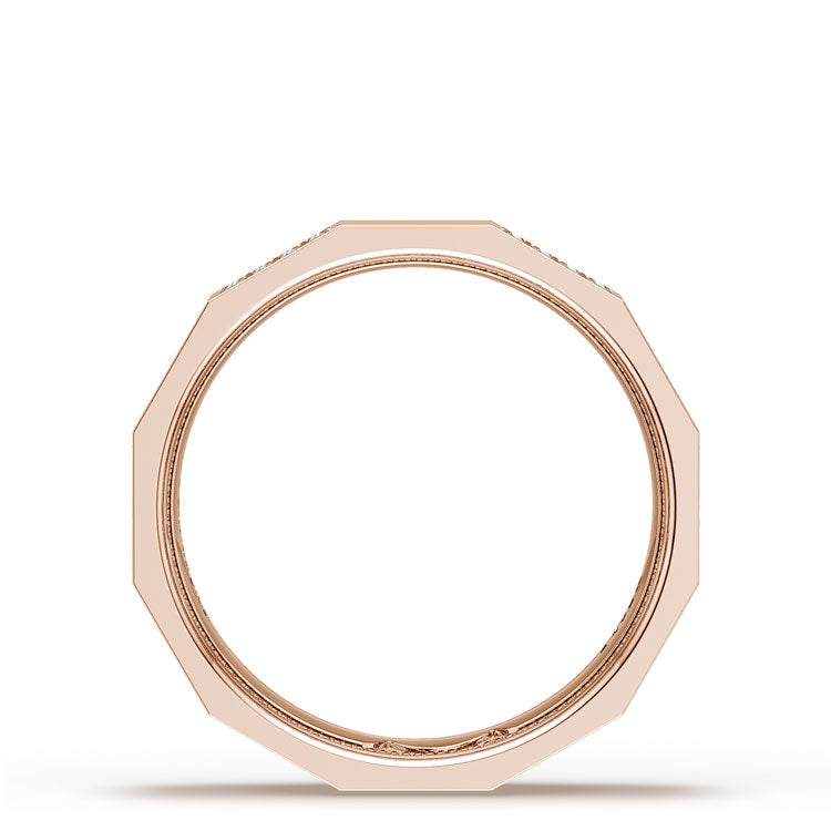 Diamond Faceted - Partial Coverage Wedding Band in Satin Finish  - 6mm