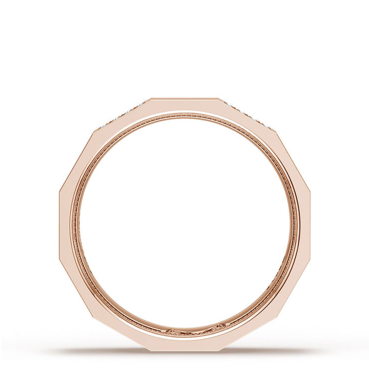 Diamond Faceted - Partial Coverage Wedding Band in Satin Finish  - 6mm