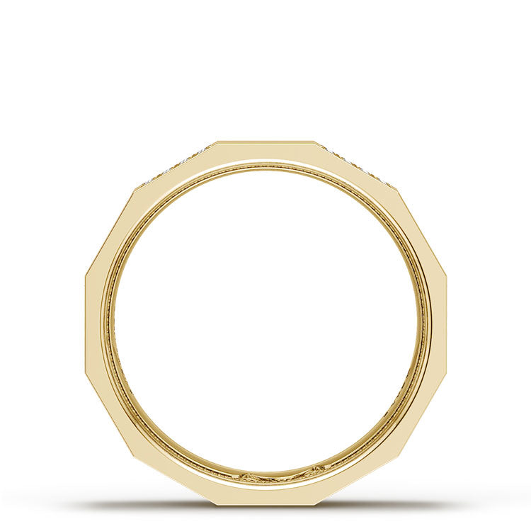 Diamond Faceted - Partial Coverage Wedding Band in Satin Finish  - 6mm