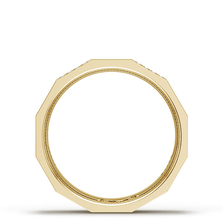 Diamond Faceted - Partial Coverage Wedding Band in Satin Finish  - 6mm