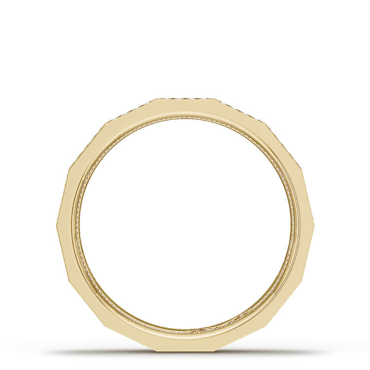 Diamond Faceted - Full Coverage Wedding Band in High Polish  - 4mm