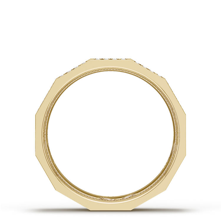 Diamond Faceted - Full Coverage Wedding Band in High Polish  - 6mm