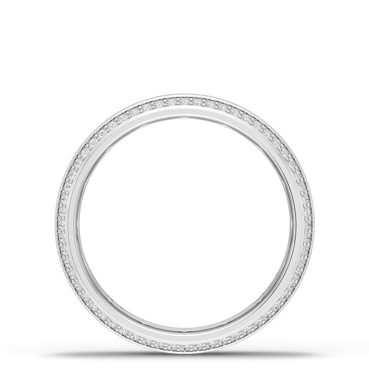 Bevel Edge Diamond Wedding Band in Brushed Finish - 5mm