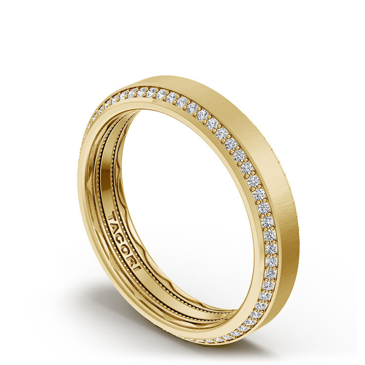 Bevel Edge Diamond Wedding Band in Satin Finish - 5mm