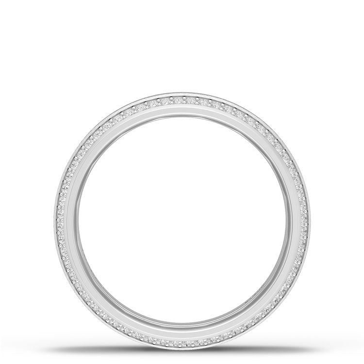 Bevel Edge Diamond Wedding Band in Brushed Finish - 7mm